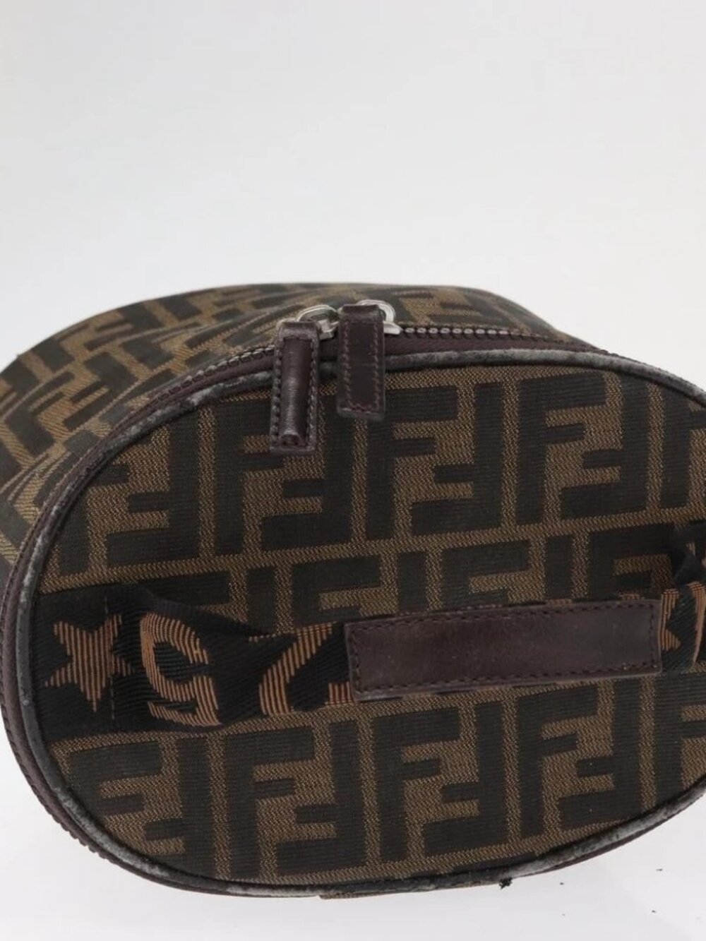 FENDI Zucca Canvas Vanity Pouch Black Brown Silver Auth - Picture 6 of 15